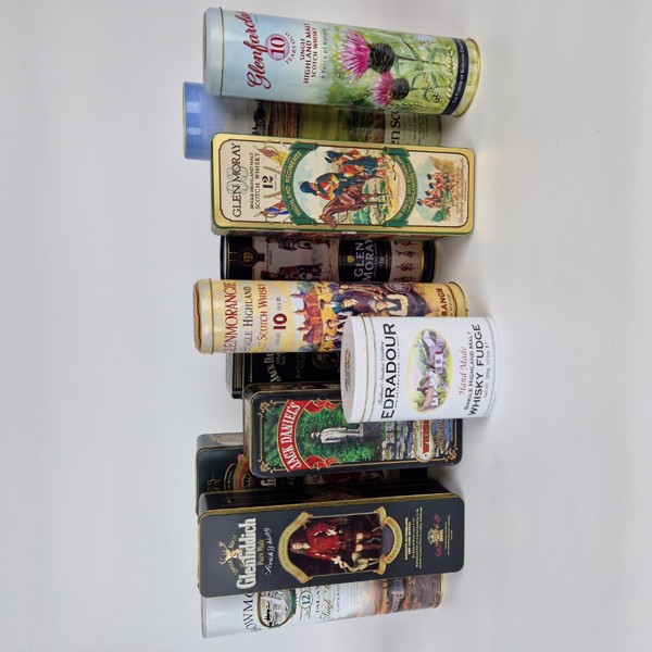 Äldre plåtburkar, whisky, 12 st