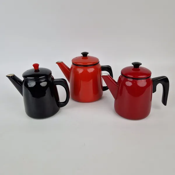 Kockums Emalj, kaffekannor, 3 st