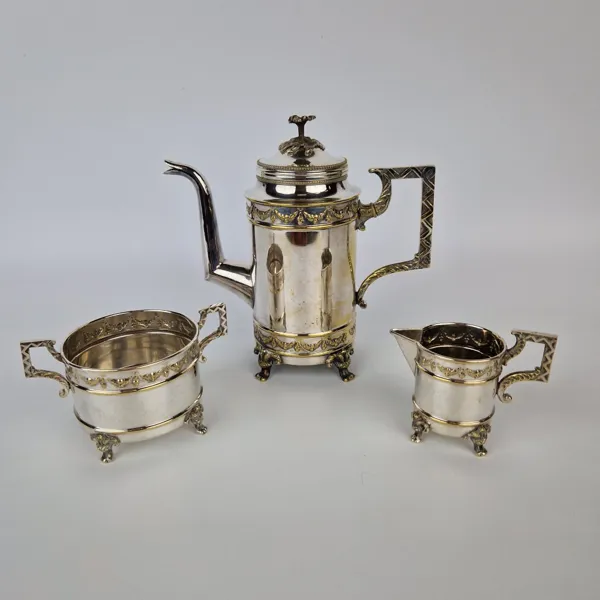 Kaffeservis, nysilver, 3 delar