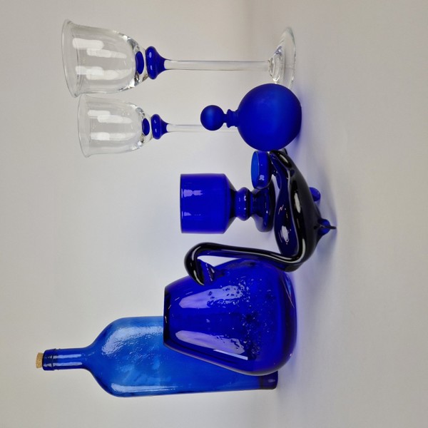 Parti blått konstglas